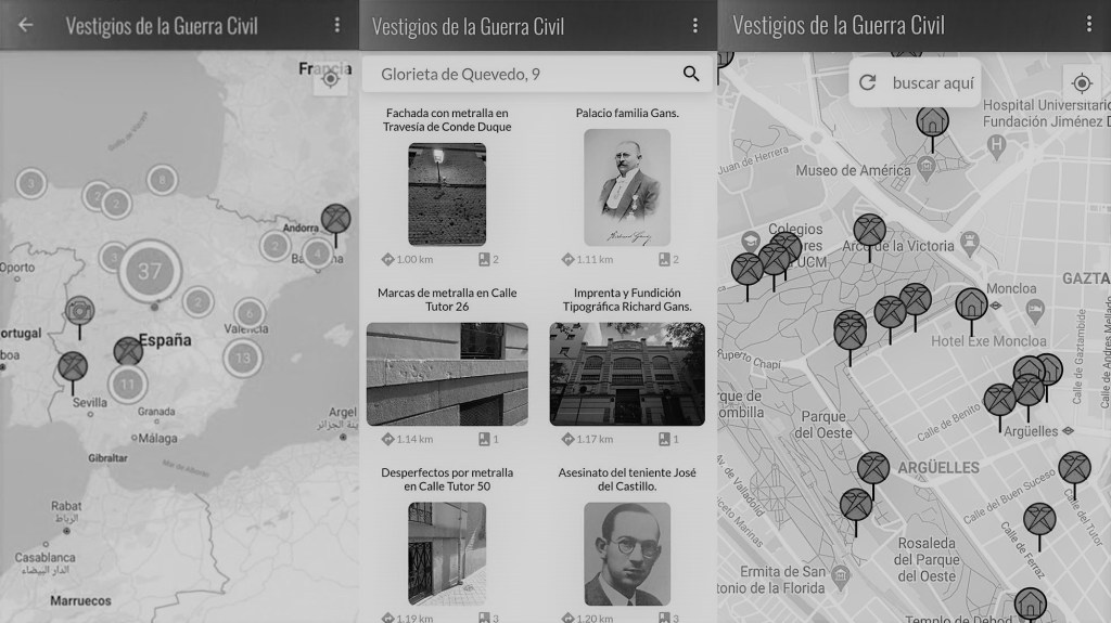 Captura de pantalla app Vestigios de la guerra